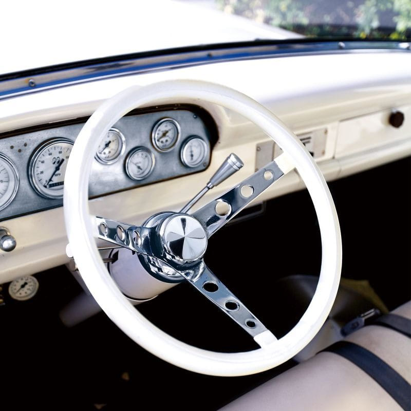 문아이즈 KOREAMOONEYES ORIGINAL Classic Style Vinyl Grip Steering Wheel 34cm(13.5&quot;) [GS250PW]문아이즈MOONEYES